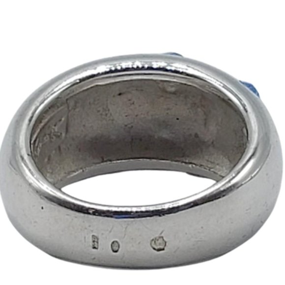 Pre-owned YSL YVES SAINT LAURENT Sterling Silver and Blue crystals ring.-7.5 - Picture 5 of 9